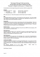 SPFA Treasurer’s Report for Year to 2018 03 31